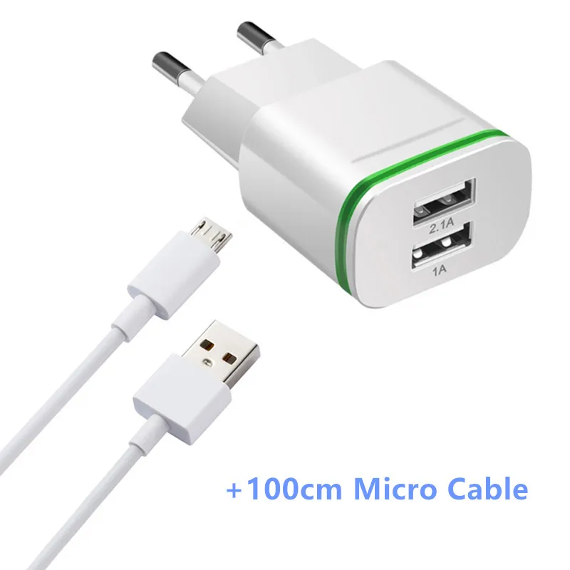 Светодиодный USB зарядное устройство 2A Быстрая зарядка+ 1 м USB зарядный кабель для Redmi 4X5 5a 6a note 6 Pro для huawei honor 7X 7a Pro 8X Max P Smait