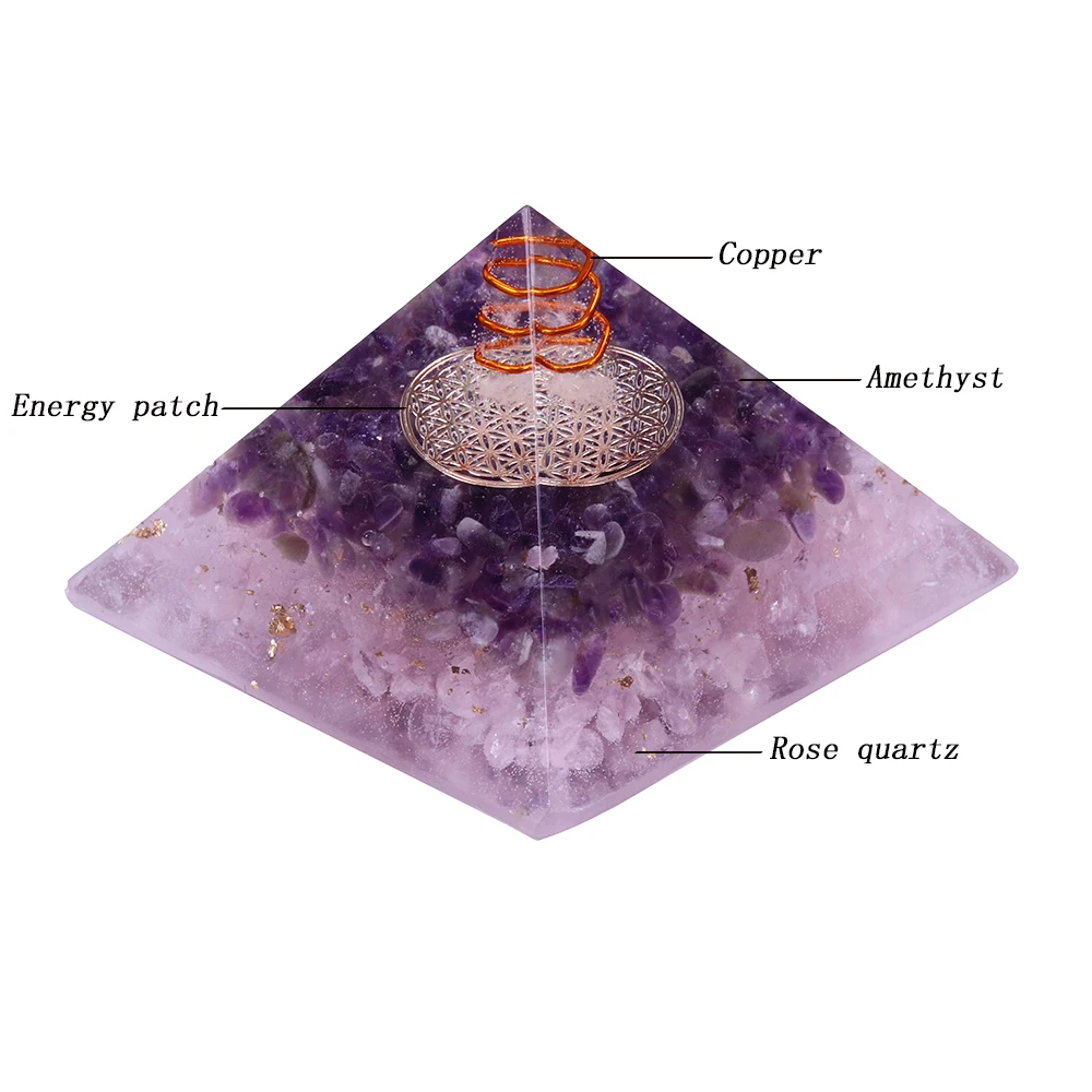Натуральный Аметист оргонит пирамида преобразователь энергии ОРГОН аура чакра