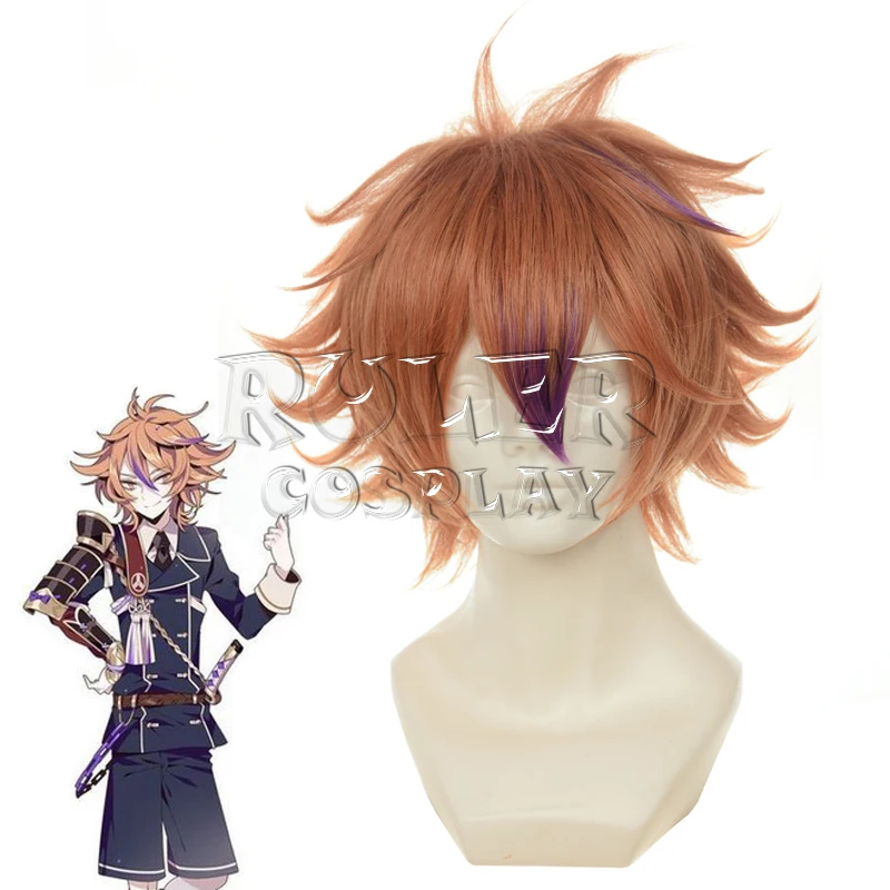 

Game Touken Ranbu Online gotoutoushirou Brown mixed with Purple anti-qiao cosplay animation WIG Cosplay hairwear Wig+Wig Cap