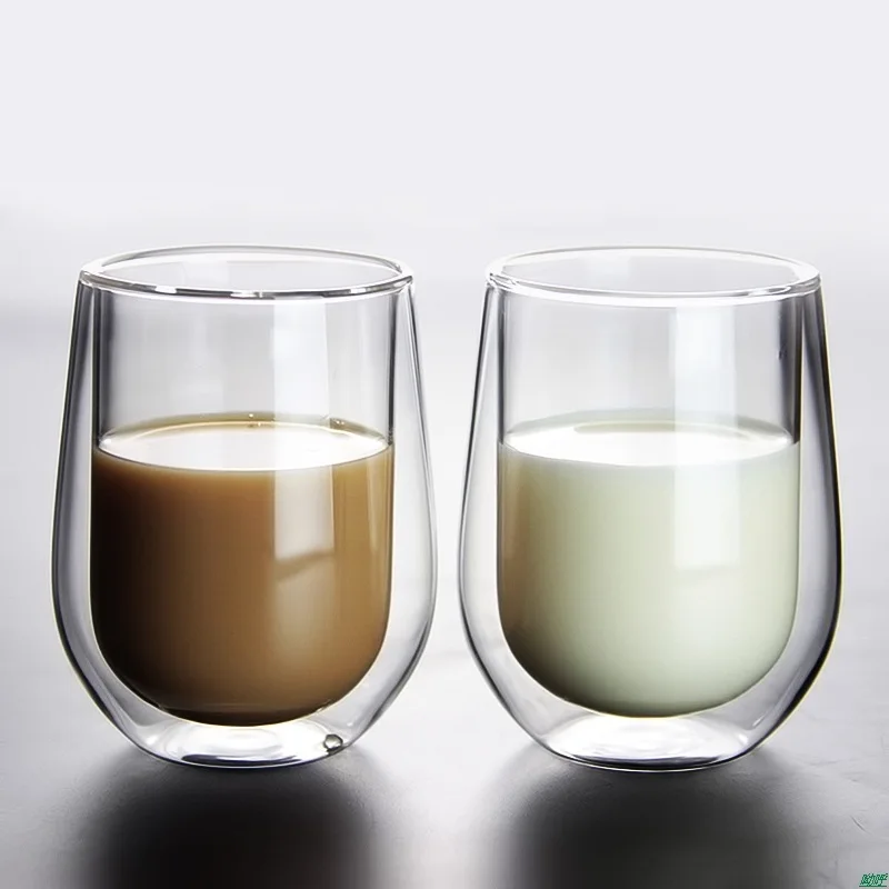 2 шт. термостойкие стеклянные стаканы с двойными стенками чашки для кофе/молока и