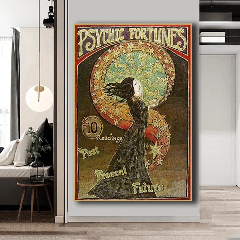 

Bohemian Goddess Psychic Fortunes Gypsy Circus Canvas Paintings Psychedelic Posters and Prints Wall Art Picture for Living Room
