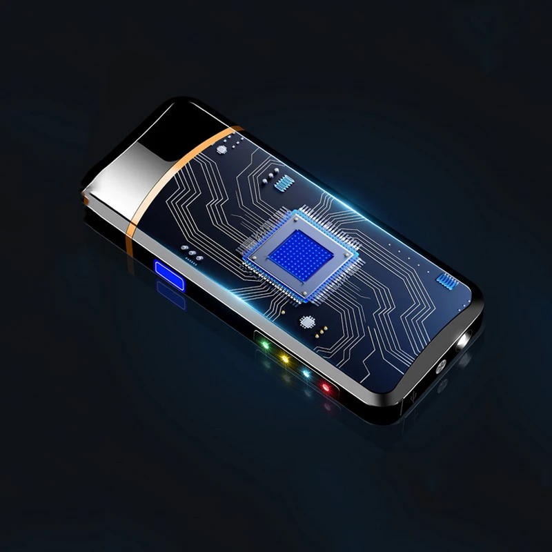 Двойная дуга Электронная Зажигалка USB металлическая перезаряжаемая