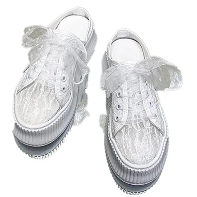 

Shoes Woman 2021 Female Slippers Luxury Slides Med Cover Toe Lace Platform New Designer Flat Fashion Bonded Leather Cross-tied B