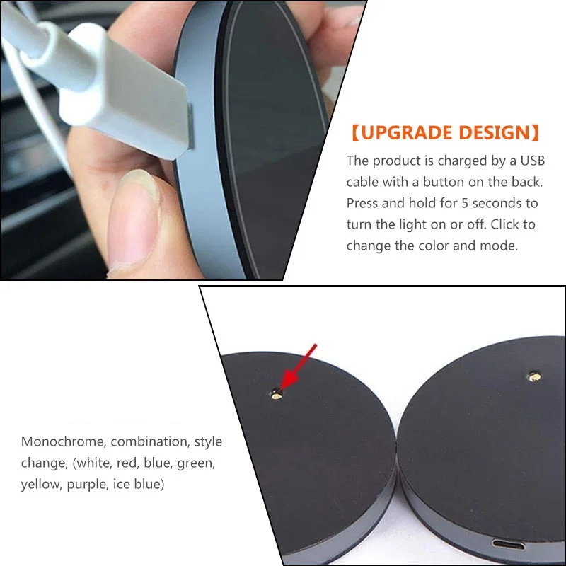 

Suitable For Renault Ste Sub Clio Kwid Logan Laguna 2 Auto Parts 2 LED Car Logo Cup Cyberpunk Atmosphere Light Luminous Coaster