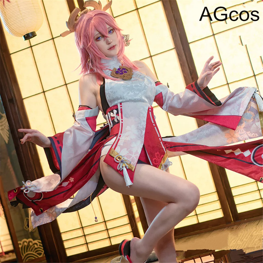 Предпродажа AGCOS! Костюм для косплея Genshin Impact Yae Miko рождественские костюмы Miss Fox