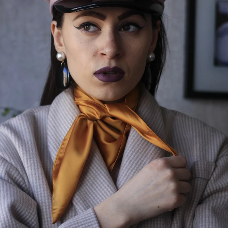 

Luxury Brand Little Scarf Women Silk Square Scarf Fashion Lady Handkerchiefs Women's bag Headband Scarves Plain Color 70*70cm