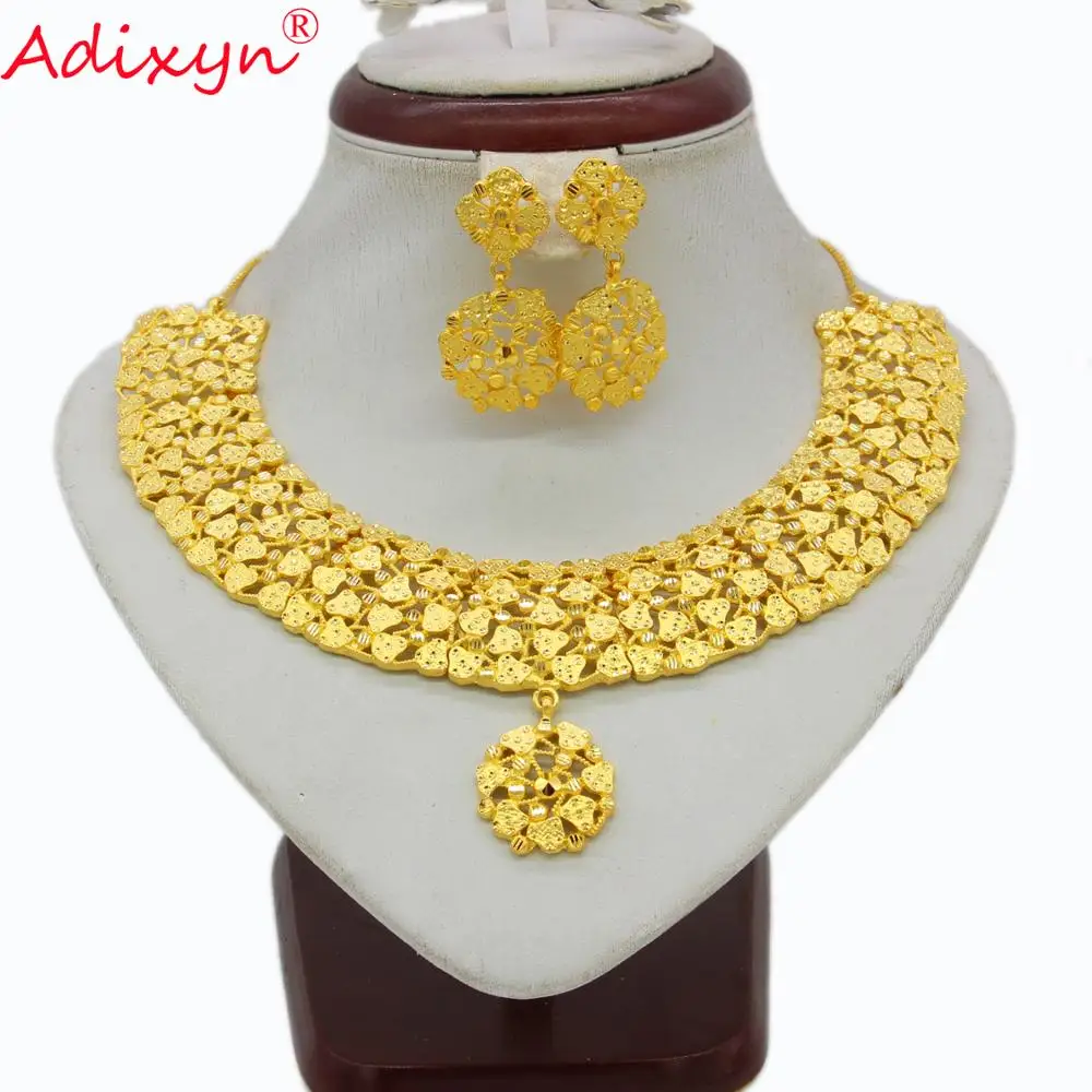 Adixyn Новое индийское ожерелье/серьги цвет золото Африканский/Дубай свадебные