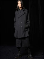 mens windbreaker coat spring and autumn new style personality cape before short after long leisure loose large size coat