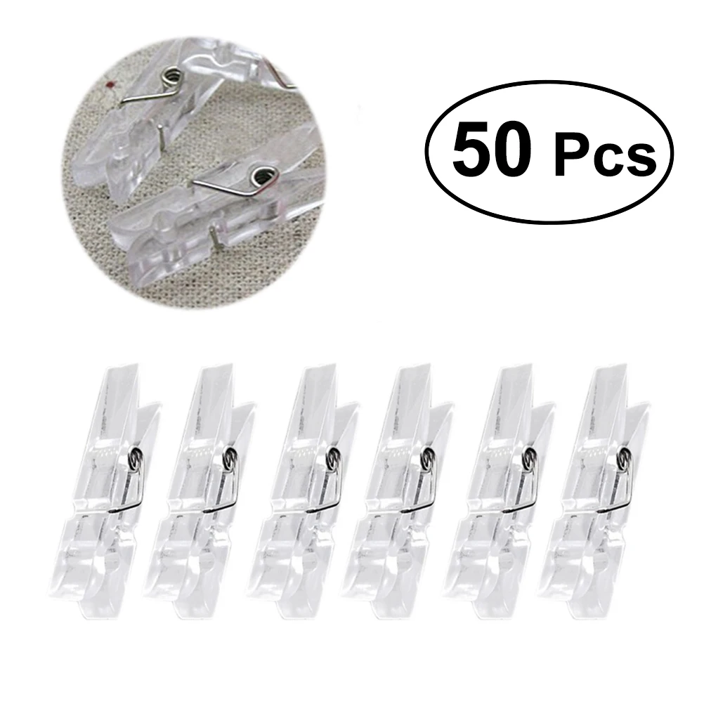 

50pcs Spring Hanging Clips Clamps Plastic Clothes Line Clips Mini Paper Photos Clip Clothespins Craft Decoration Pegs