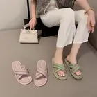 Женские пляжные сандалии на плоской подошве, сандалии зеленого цвета, лето 2021