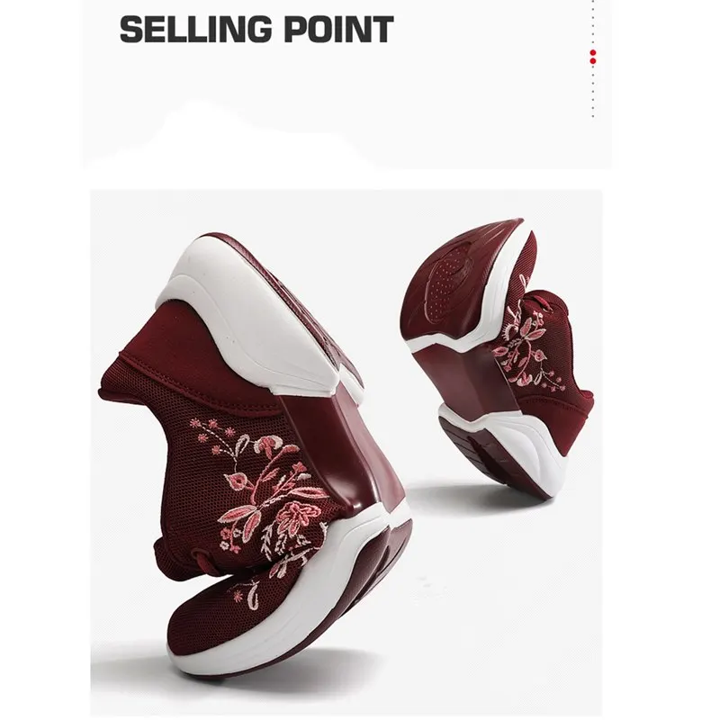 Женские сетчатые прогулочные туфли VEAMORS с вышивкой дышащие женские кроссовки на