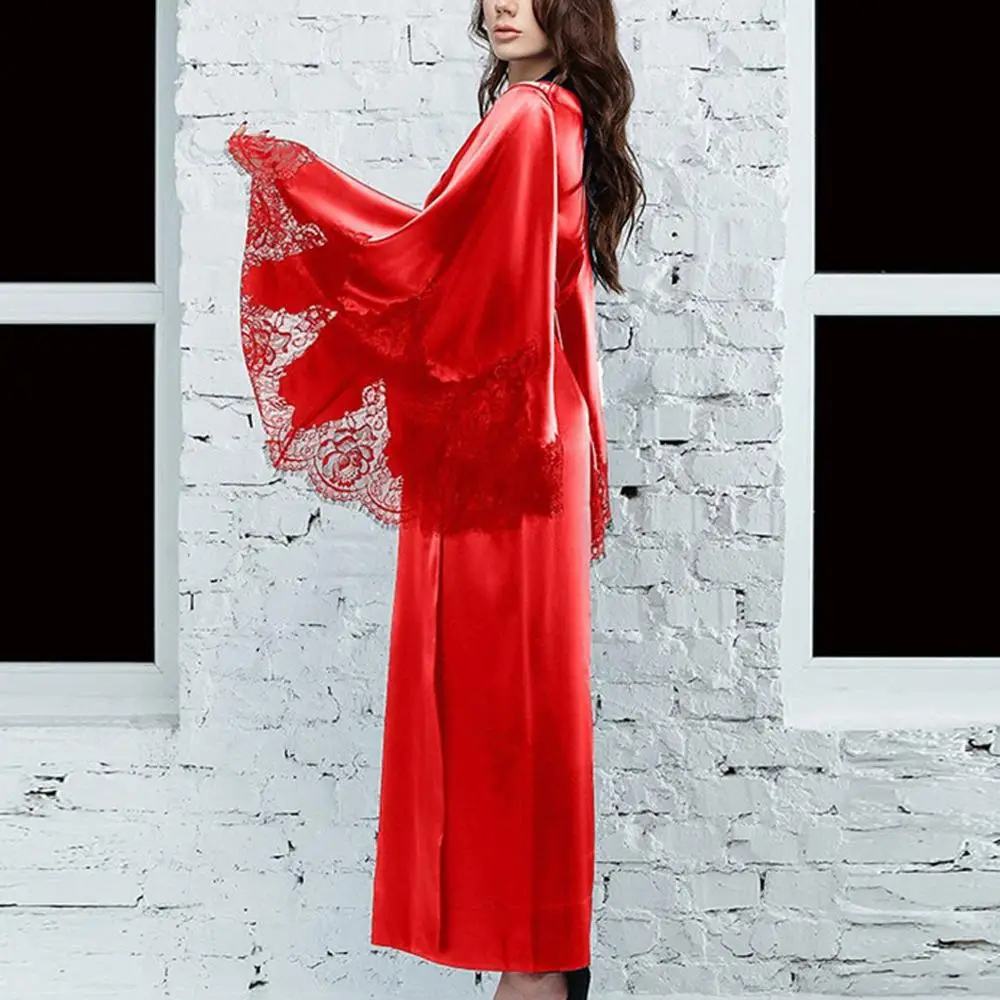 Новинка 2019 однотонные халаты женская черная красная ночная рубашка с длинным