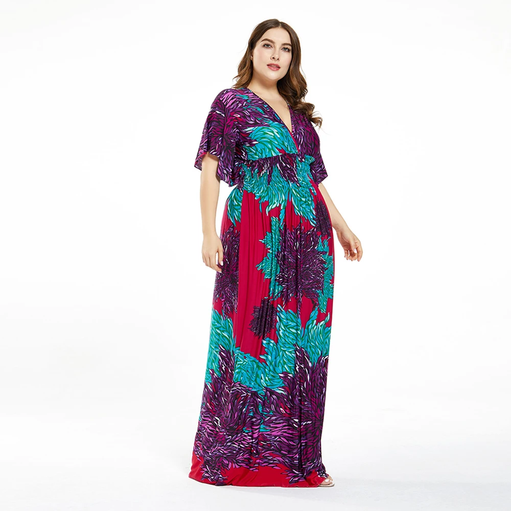 Женское леопардовое платье с рюшами атласное длинным рукавом большие размеры