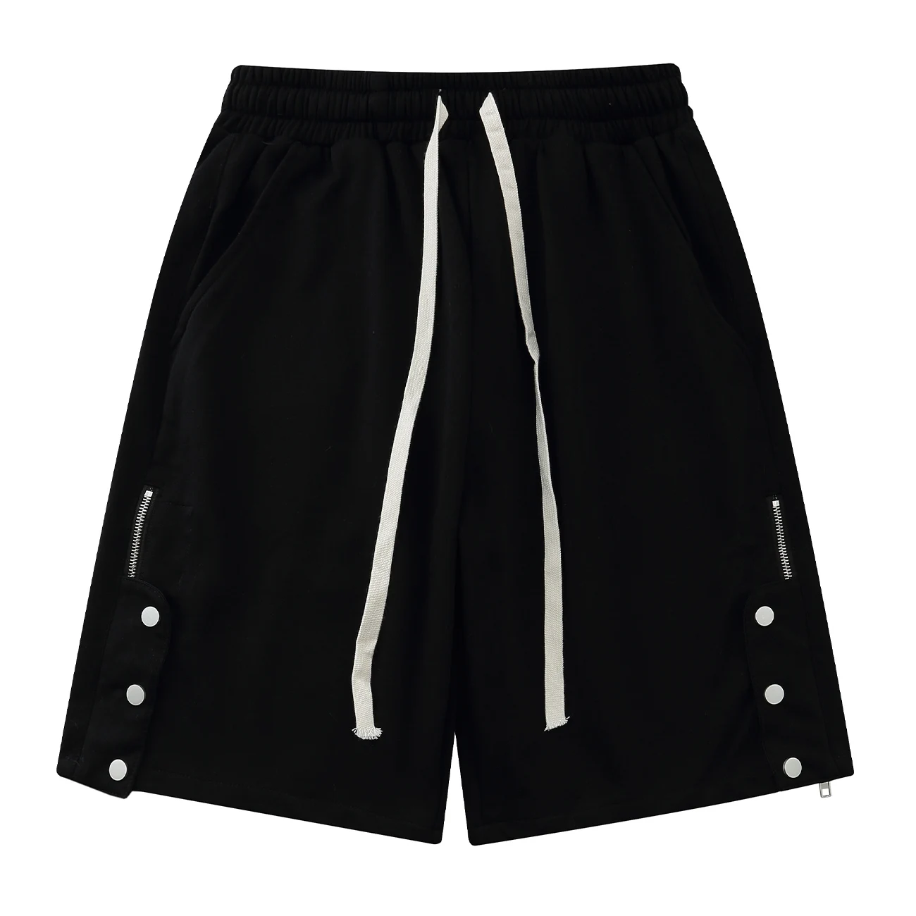 

LACIBLE Cargo Shorts Streetwear Side Snaps Double Layers Short Pants Harajuku Hip Hop Men Fashion Baggy Elastic Waist Trousers