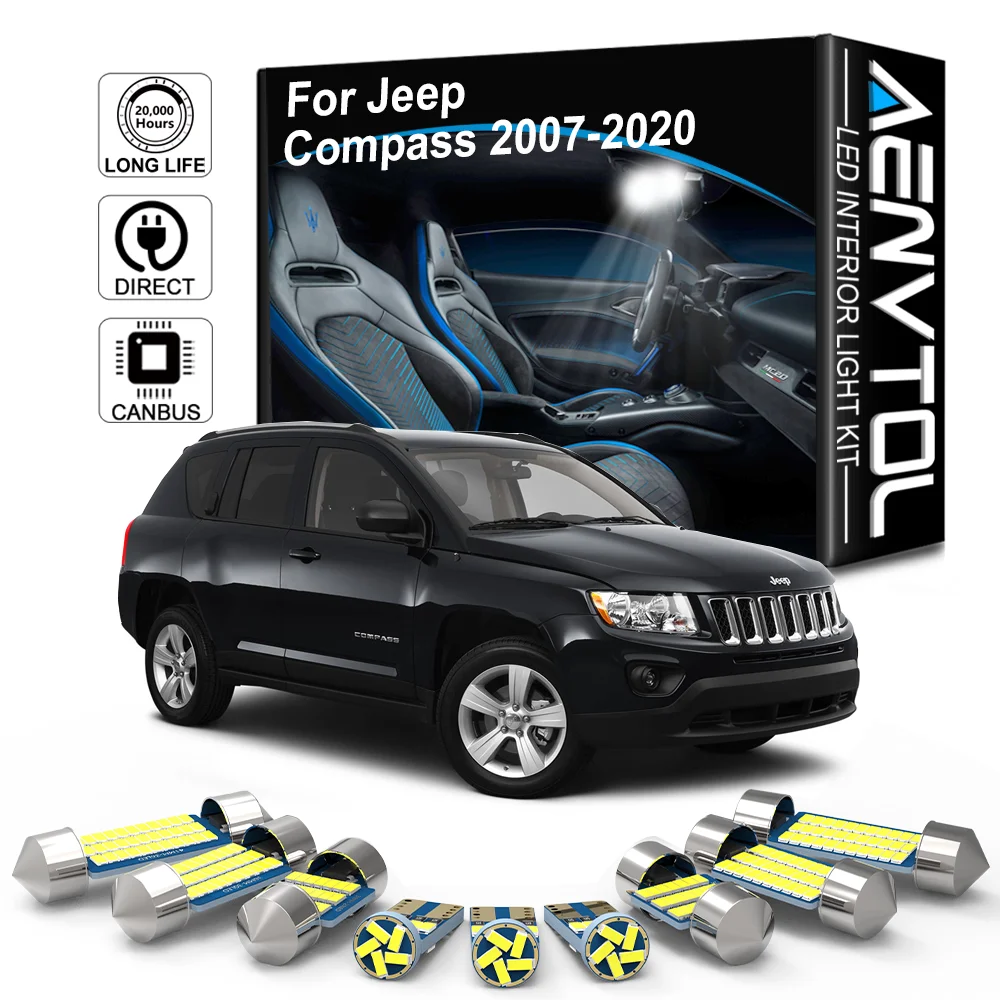 Фото Комплект аксессуаров для купольных ламп AENVTOL Jeep Compass MK49 MP 2007 2008 2011 2012 2013 2014 2018 2019 2020