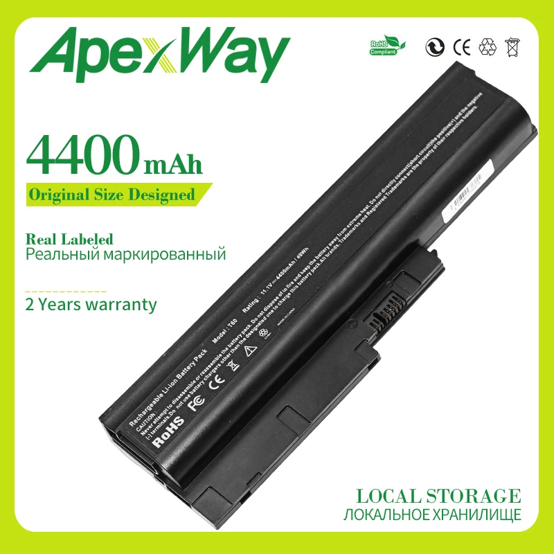 Аккумулятор Apexway 11 1 В 4400 мАч для ноутбука Lenovo SL300 SL400 SL500 T60 T60p T61 T61p 40Y6798 40Y6799 41N5666 41U4890