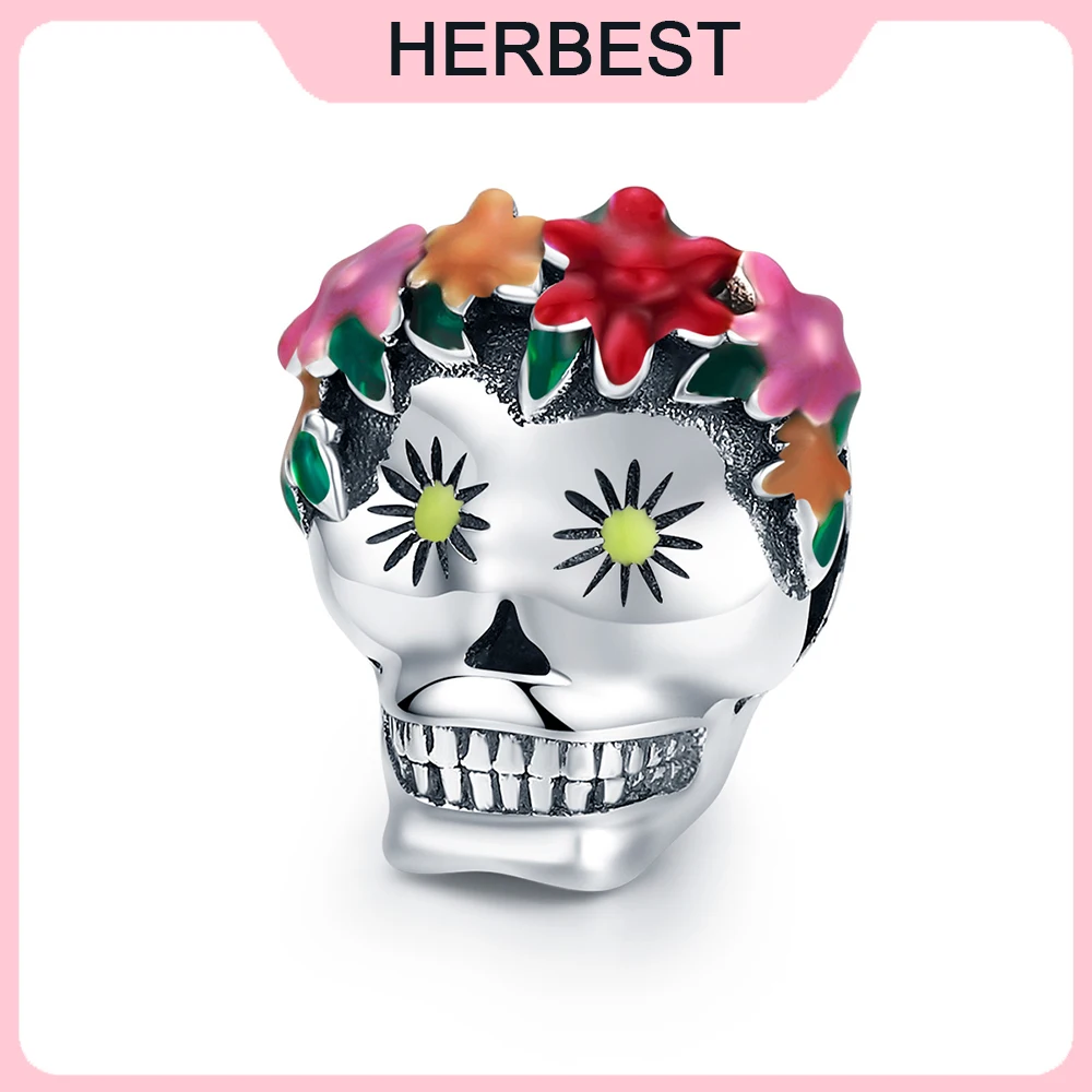 

Подлинные искусственные цветы, Череп, подходят для оригинального браслета Pandora, женские Украшения «сделай сам», подарок