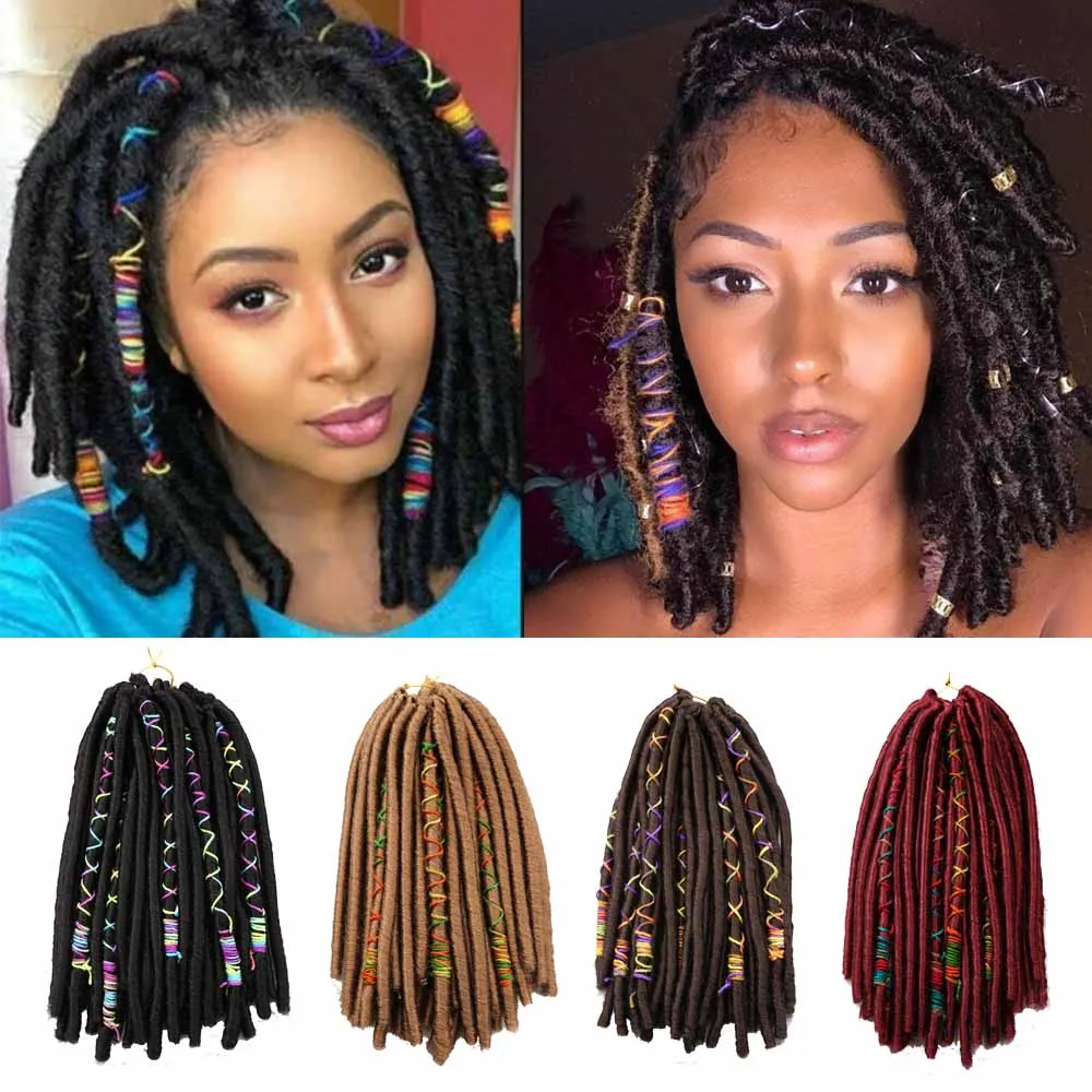 

Crochet Hair Dreadlocks Faux Locs Braiding Hair Extensions Synthetic Dreadlock Jumbo 12-18 inch 12 Strands Crochet Hair