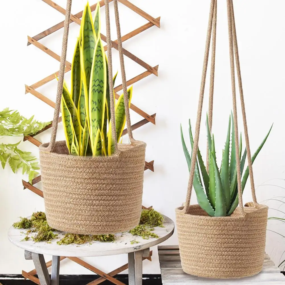 

Nordic-style Storage Basket Hand-woven Cotton Rope Planter Baskets Storage Basket For Indoor Plants Balcony Garden Flowers