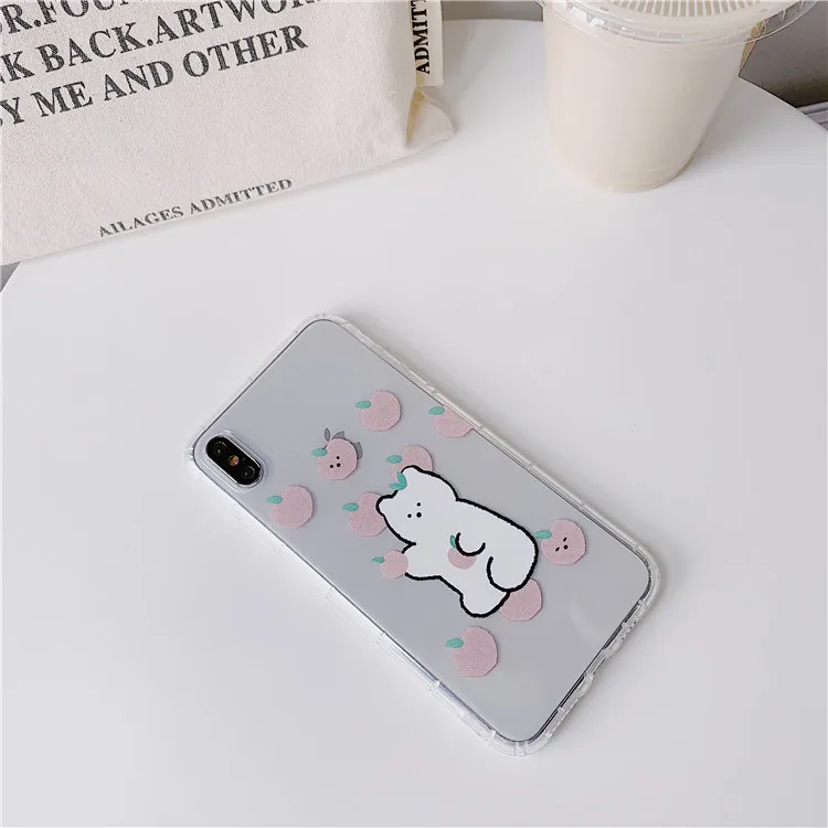 Niceking для iPhone 6, 6s, 7, 8 Plus, X, XR, XS Max, чехол с милым мультяшным медведем, Кроликом, мягкий ТПУ чехол для телефона, для iPhone 11 Pro, Max, чехол