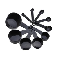 new arrive black plastic measuring cups spoons 10pcsset measuring tools for baking coffee tea w8204