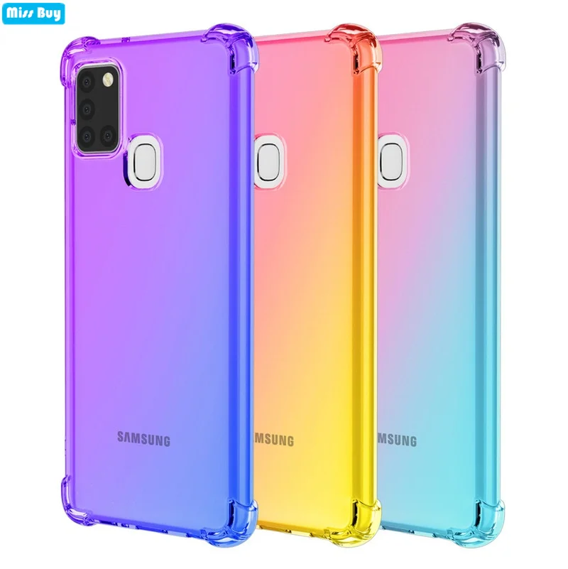

For Samsung A51 S20Plus A71 A31 A91 M11 A72 M31 A81 Case Shockproof Soft Silicone TPU Back Cover Phone Cases Clear Gradient Case