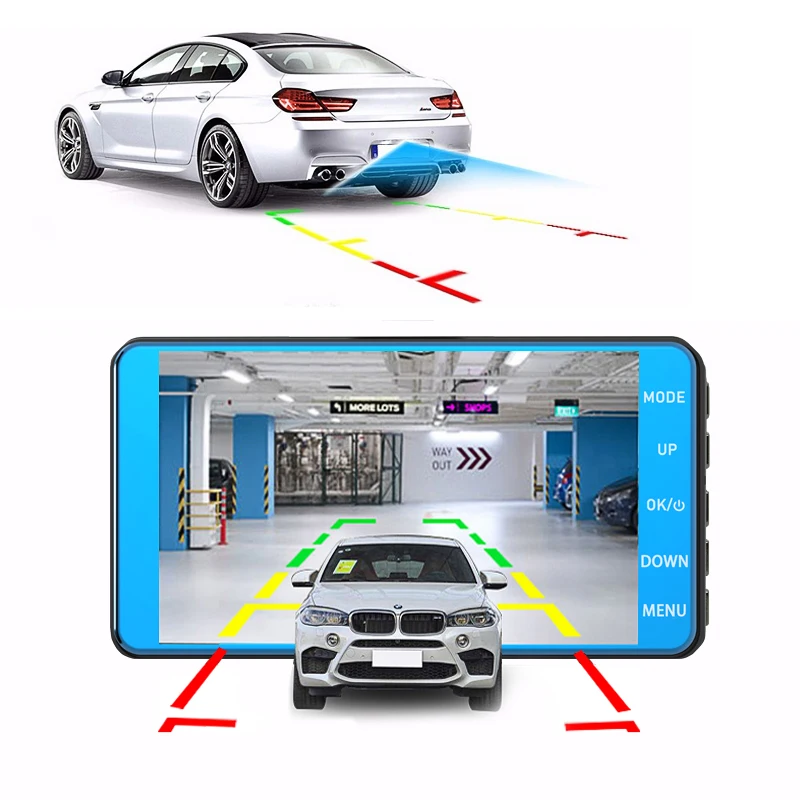 Автомобильный видеорегистратор 4 дюйма с двойным объективом камера Full HD 1080P