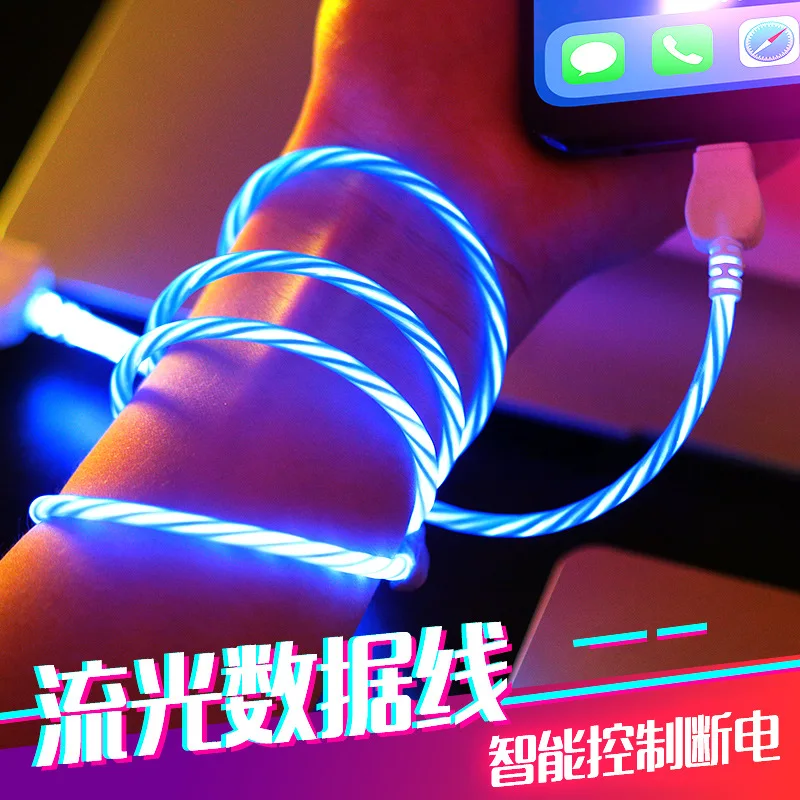 Кабель USB Type c LED Light 2.4A 1 м Usb Micro Charger Кабели для Iphone6S 7S 8S Plus Xiaomi Huawei Samsung зарядное