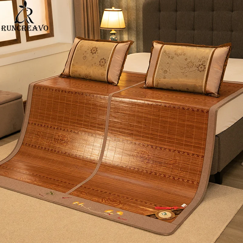 

Летний коврик с принтом, кровать 1,8 м, бамбуковый коврик, крутой матрас из бамбука, летний двусторонний складной большой двусторонний бамбук...