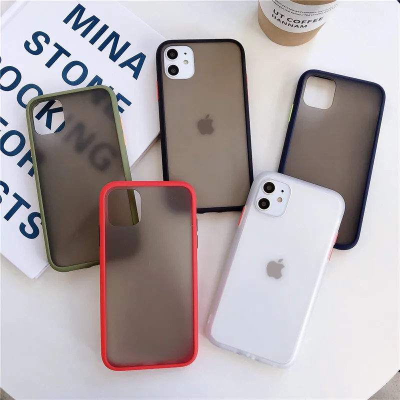 Цветной полупрозрачный матовый чехол для iPhone 11 pro 6 6s 6plus 7 8 Plus X XS Чехлы для MAX XR Мягкий ТПУ силиконовый задний пластиковый чехол