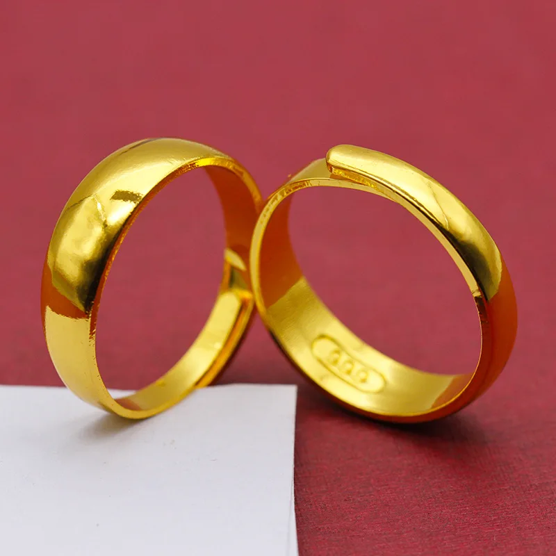 

Gold Plated Ring for Women Men Yellow Gold Color Rings 6mm Width Smooth Opening Adjustable Wedding Engagement Anniversary Gift