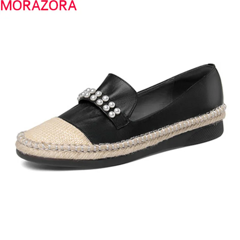 

MORAZORA 2021 New Arrival Women Flats Genuine Leather Ladies Casual Shoes Spring Summer Mixed Colors Flat Heel Shoes