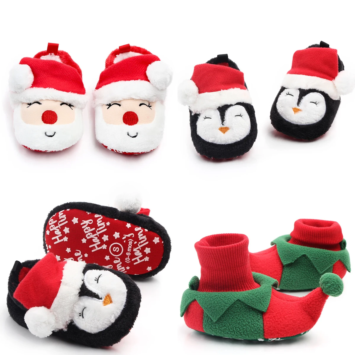 Merry Christmas; теплый для новорожденного; бархатные Детские ботиночки; зимняя мягкая нескользящая обувь на нескользящей подошве