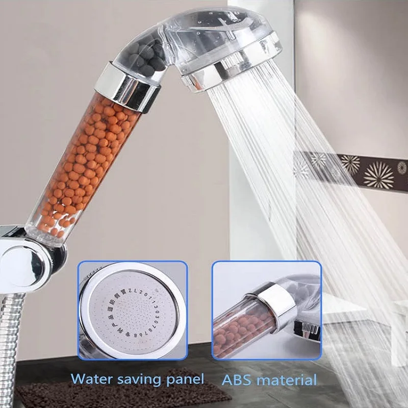 

Bath Shower Adjustable Jetting Shower Head High Pressure Saving Water Bathroom Anion Filter Shower SPA Nozzle