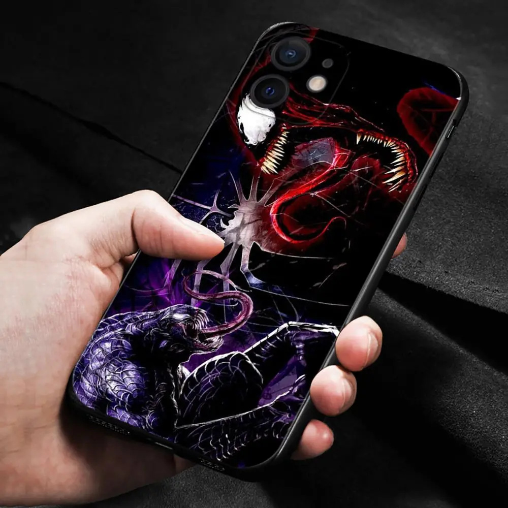 Venom MARVEL Phone Case For iPhone 14 13 12 11 Pro Max Mini XS Max XR X 7 8 Plus 6S Black Cover Silicone Shell Fundas