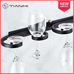 wall mounted wine glass holder space aluminum creative goblet storage rack bar restaurant household punch free wine glass holder free global shipping
