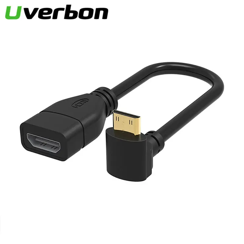 Противоположный 90 градусов Mini HDMI совместимый адаптер кабеля конвертер