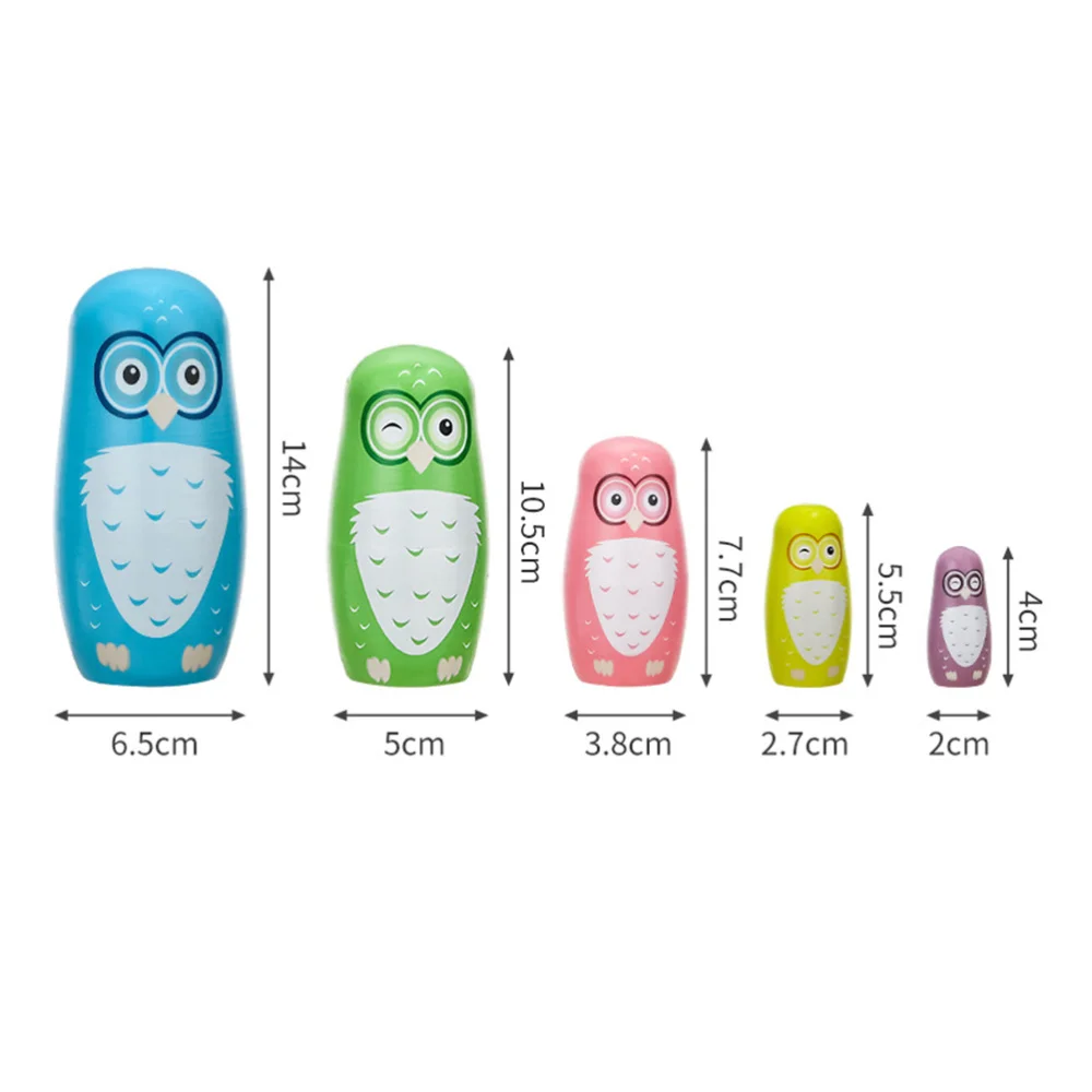 

5Pcs Lovely Stacking Dolls Toys Animal Russian Nesting Dolls Home Decorations