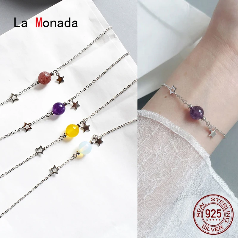 

Женский браслет из серебра 925 пробы, с фиолетовыми бусинами