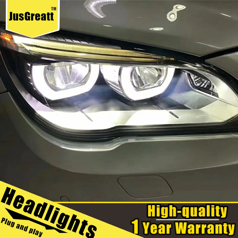 

A Pair For BMW 7 series 740 Headlights 09-15 LX570 LED Head Lamps All LED light Source Daytime Running Lights Dynamic Turn