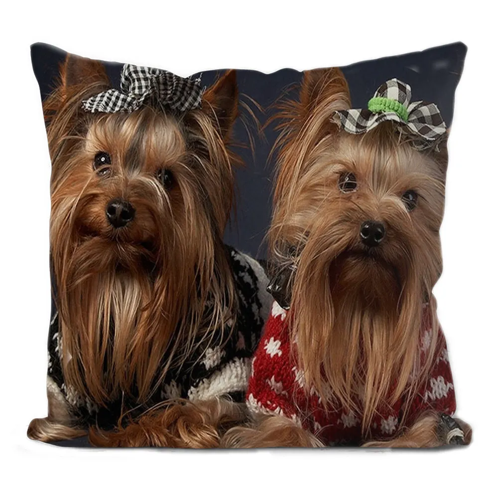 

Custom Dogs Yorkshire Square Pillowcases Pillow Cover Decor for Sofa Bed Room Cushion Case 45X45CM(One Side)21-0829-50-117