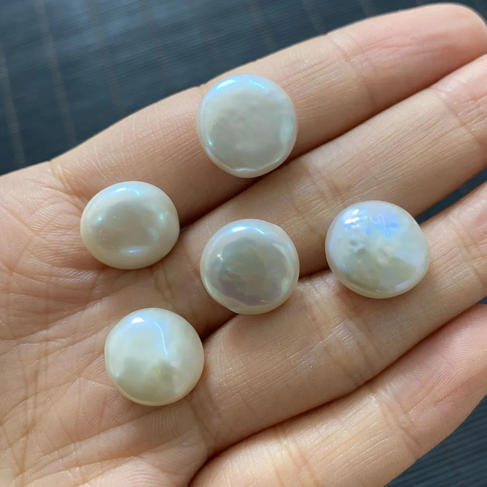 Натуральный пресноводный жемчуг плоские непористые бусины пуговицы круглые DIY