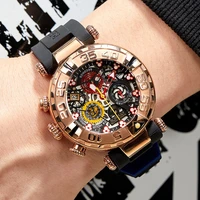 reef tigerrt top brand mens sport watches chronograph rose gold skeleton watches waterproof reloj hombre masculino rga3059 s