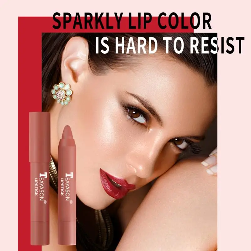 

TEAYASON 12 Colors Matte Velvet Lipstick Pencil Liner Waterproof Long-Lasting Nonstick Cup Lipstick Lip Makeup Cosmetics TSLM