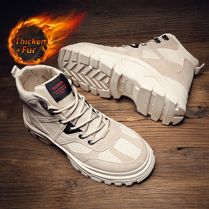 Брендовые мужские зимние ботинки теплые мотоциклетные на меху армейские