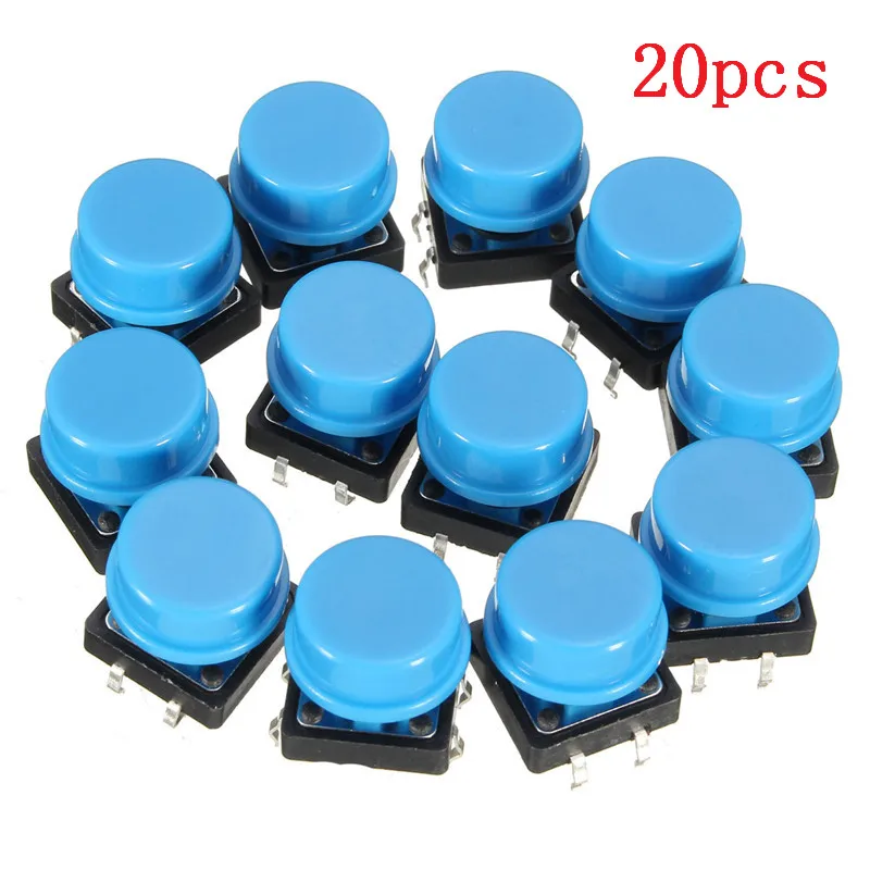 20 шт. 4 контактный синий Тактильный кнопочный переключатель мгновенные тактовые