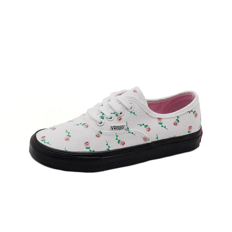 

Girls Casual Shoes Rose Women Sneakers with Cute Cherry 2020 Autumn New All Match Sweet Flower Canvas Shoes Preppy Style 35-40