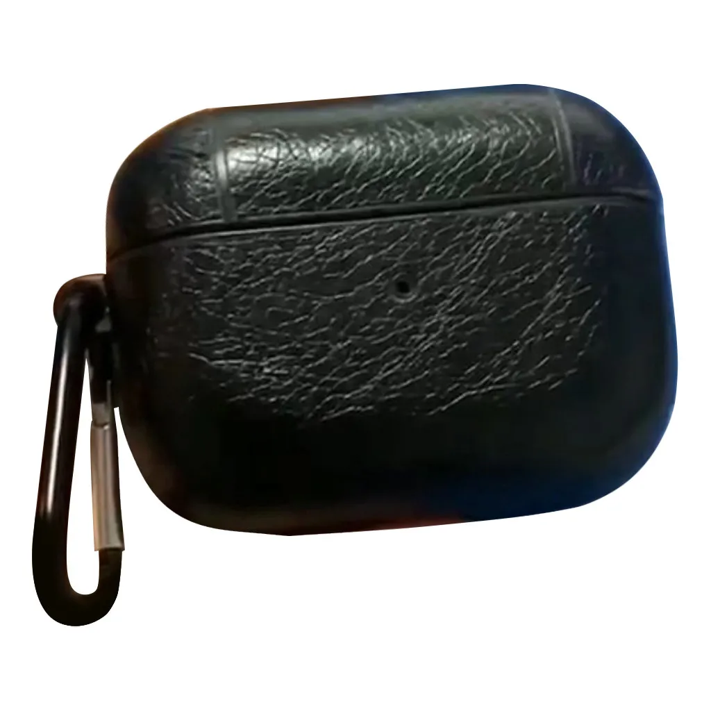 Кожаный чехол для AirPods Pro 2019 с брелоком ударопрочный 3 Bluetooth наушников черный 1104 #2 |