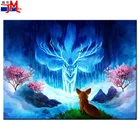 Полноразмерная Алмазная 5d-картина сделай сам, девятихвостая лиса и куб, квадратная круглая Алмазная вышивка, мультяшная животная мозаика