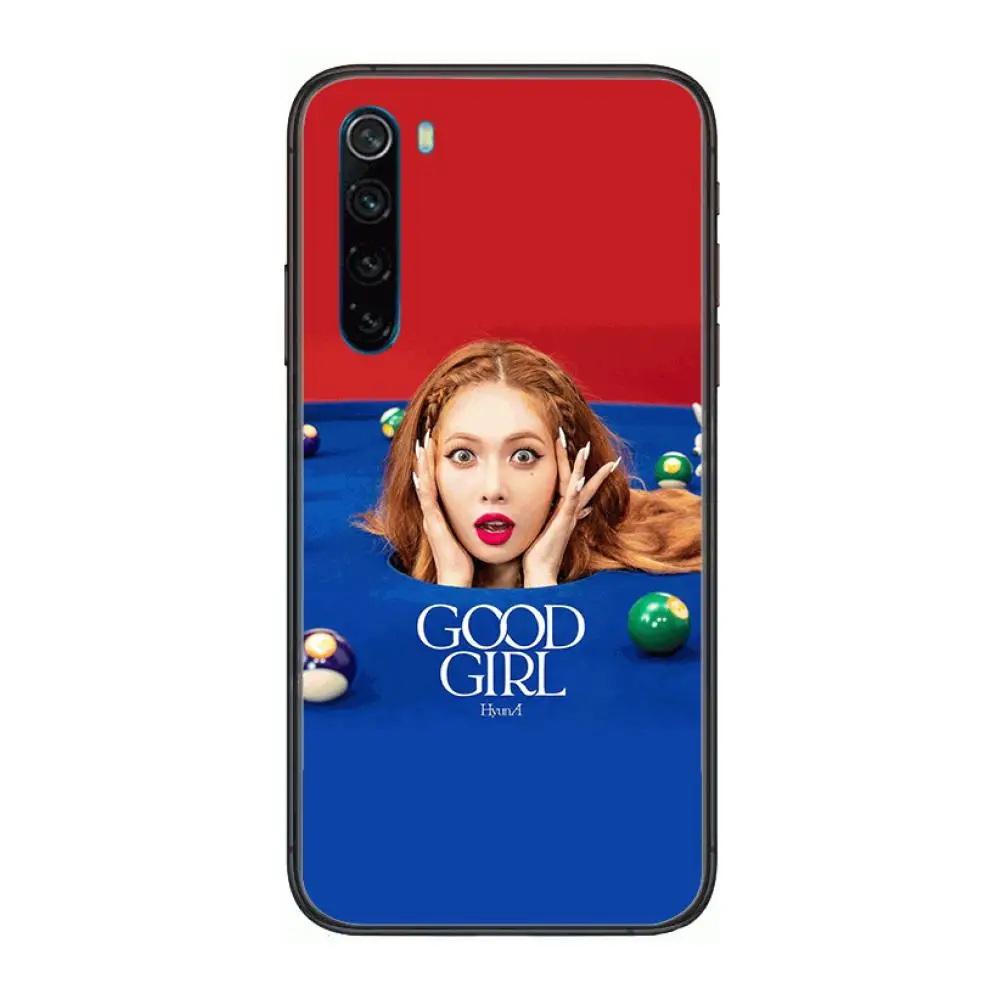 

Korean celebrity Kim HyunA cartoon Phone Case For XiaoMi Redmi Note 9S 8 7 6 5 A Pro T Y1 Anime Black Cover Silicone Back Pret